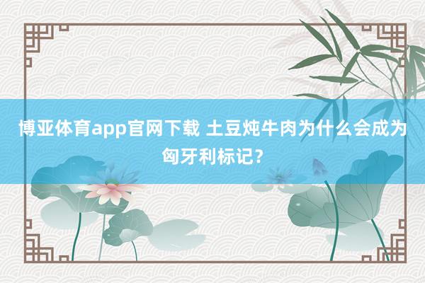 博亚体育app官网下载 土豆炖牛肉为什么会成为匈牙利标记？