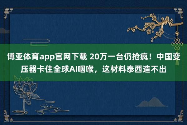 博亚体育app官网下载 20万一台仍抢疯！中国变压器卡住全球AI咽喉，这材料泰西造不出