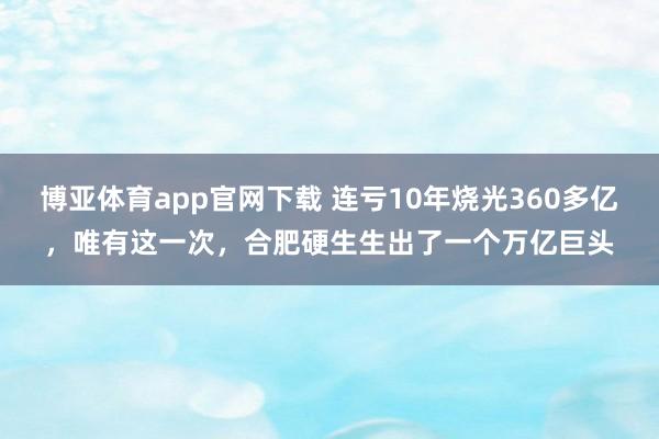 博亚体育app官网下载 连亏10年烧光360多亿，唯有这一次，合肥硬生生出了一个万亿巨头