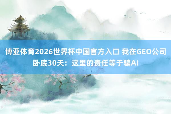 博亚体育2026世界杯中国官方入口 我在GEO公司卧底30天：这里的责任等于骗AI