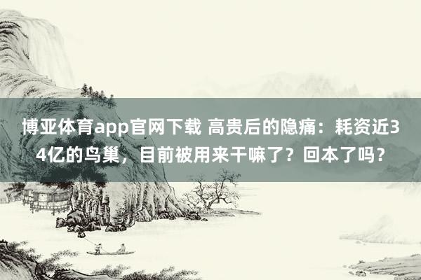 博亚体育app官网下载 高贵后的隐痛：耗资近34亿的鸟巢，目前被用来干嘛了？回本了吗？