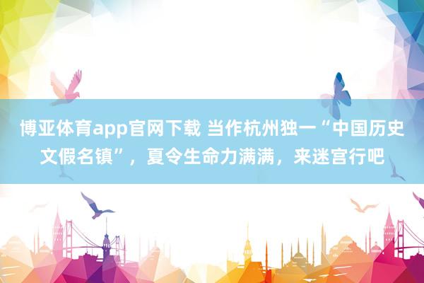 博亚体育app官网下载 当作杭州独一“中国历史文假名镇”，夏令生命力满满，来迷宫行吧
