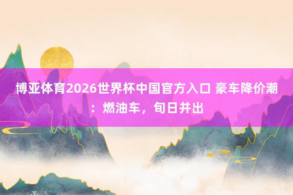博亚体育2026世界杯中国官方入口 豪车降价潮：燃油车，旬日并出