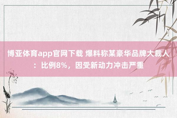博亚体育app官网下载 爆料称某豪华品牌大裁人：比例8%，因受新动力冲击严重