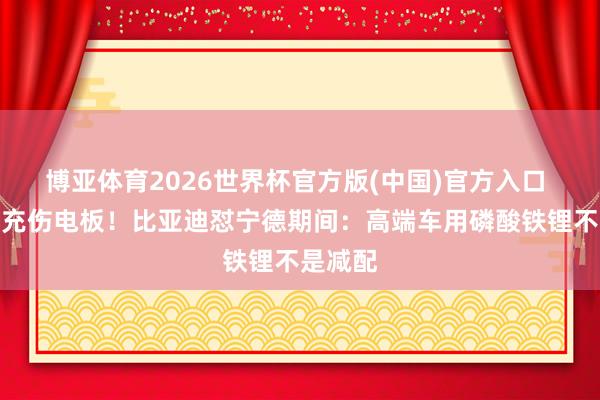 博亚体育2026世界杯官方版(中国)官方入口 再驳闪充伤电板！比亚迪怼宁德期间：高端车用磷酸铁锂不是减配