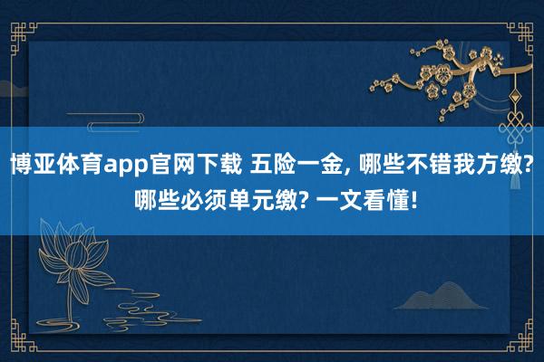 博亚体育app官网下载 五险一金， 哪些不错我方缴? 哪些必须单元缴? 一文看懂!
