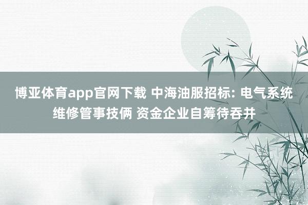 博亚体育app官网下载 中海油服招标: 电气系统维修管事技俩 资金企业自筹待吞并