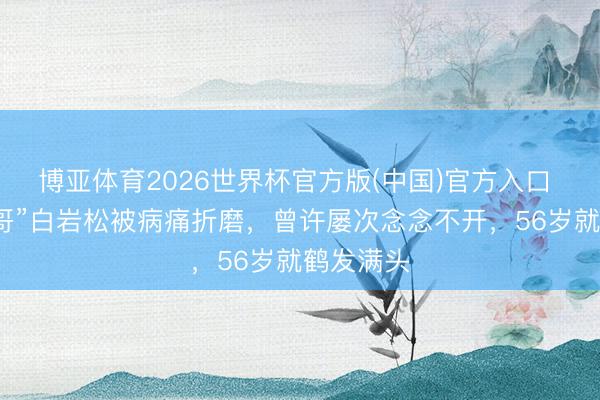 博亚体育2026世界杯官方版(中国)官方入口 “央视一哥”白岩松被病痛折磨，曾许屡次念念不开，56岁就鹤发满头