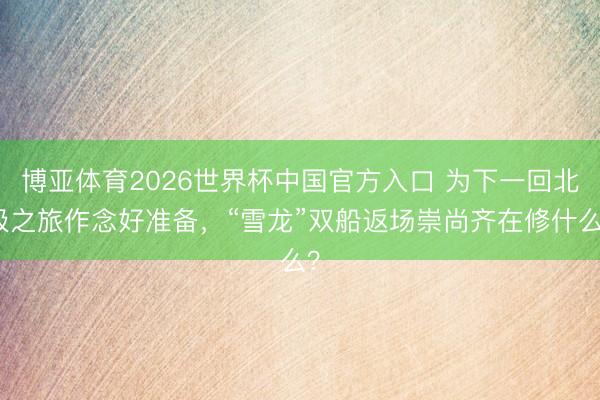 博亚体育2026世界杯中国官方入口 为下一回北极之旅作念好准备，“雪龙”双船返场崇尚齐在修什么？