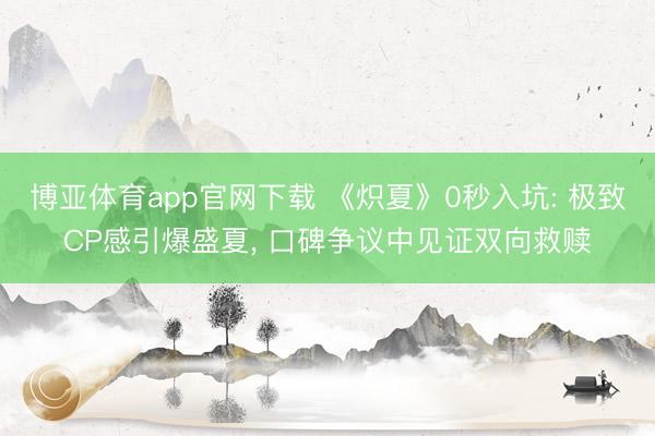 博亚体育app官网下载 《炽夏》0秒入坑: 极致CP感引爆盛夏, 口碑争议中见证双向救赎